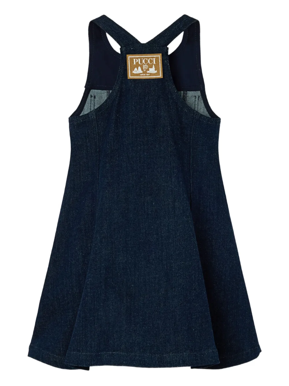 PUCCI Junior Denim jurk met geborduurde zak Blauw