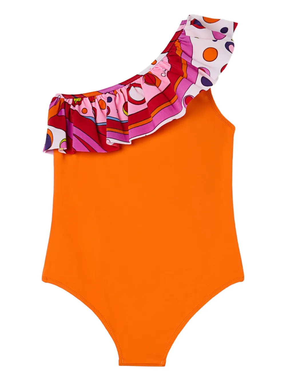 PUCCI Junior ruffled one-shoulder swimsuit | Orange | Image 1