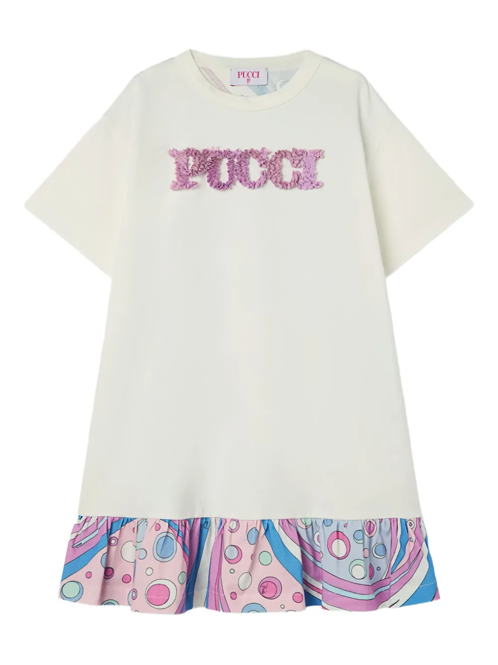 PUCCI Junior T-shirtjurk met Fontane-print Wit