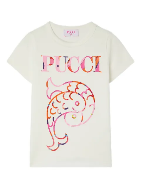 PUCCI Junior fish-motif graphic T-shirt