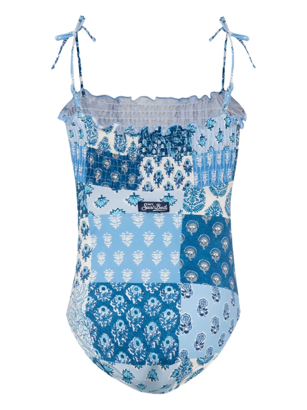 MC2 Saint Barth Kids Amina patchwork bandeau-print swimsuit | Blue | Image 1