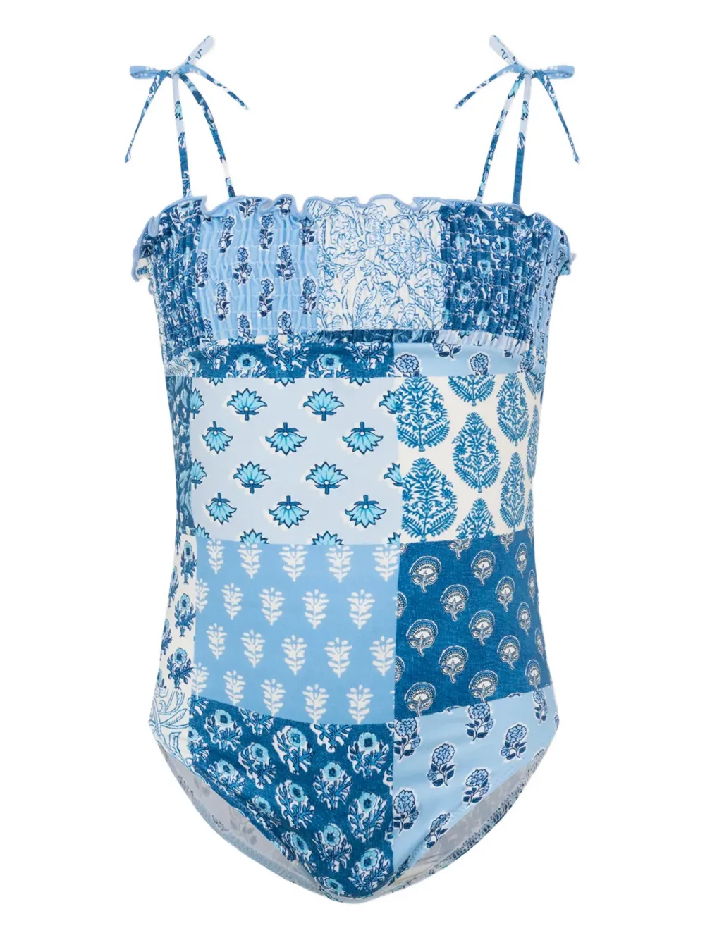 MC2 Saint Barth Kids Amina badpak met patchwork en bandeau print Blauw