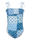 MC2 Saint Barth Kids Amina patchwork bandeau-print swimsuit - Blue