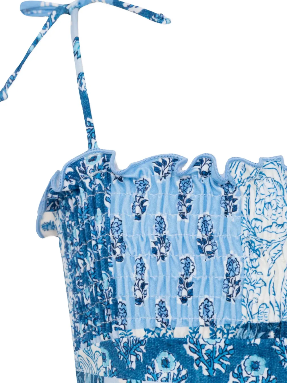 MC2 Saint Barth Kids Amina badpak met patchwork en bandeau print Blauw