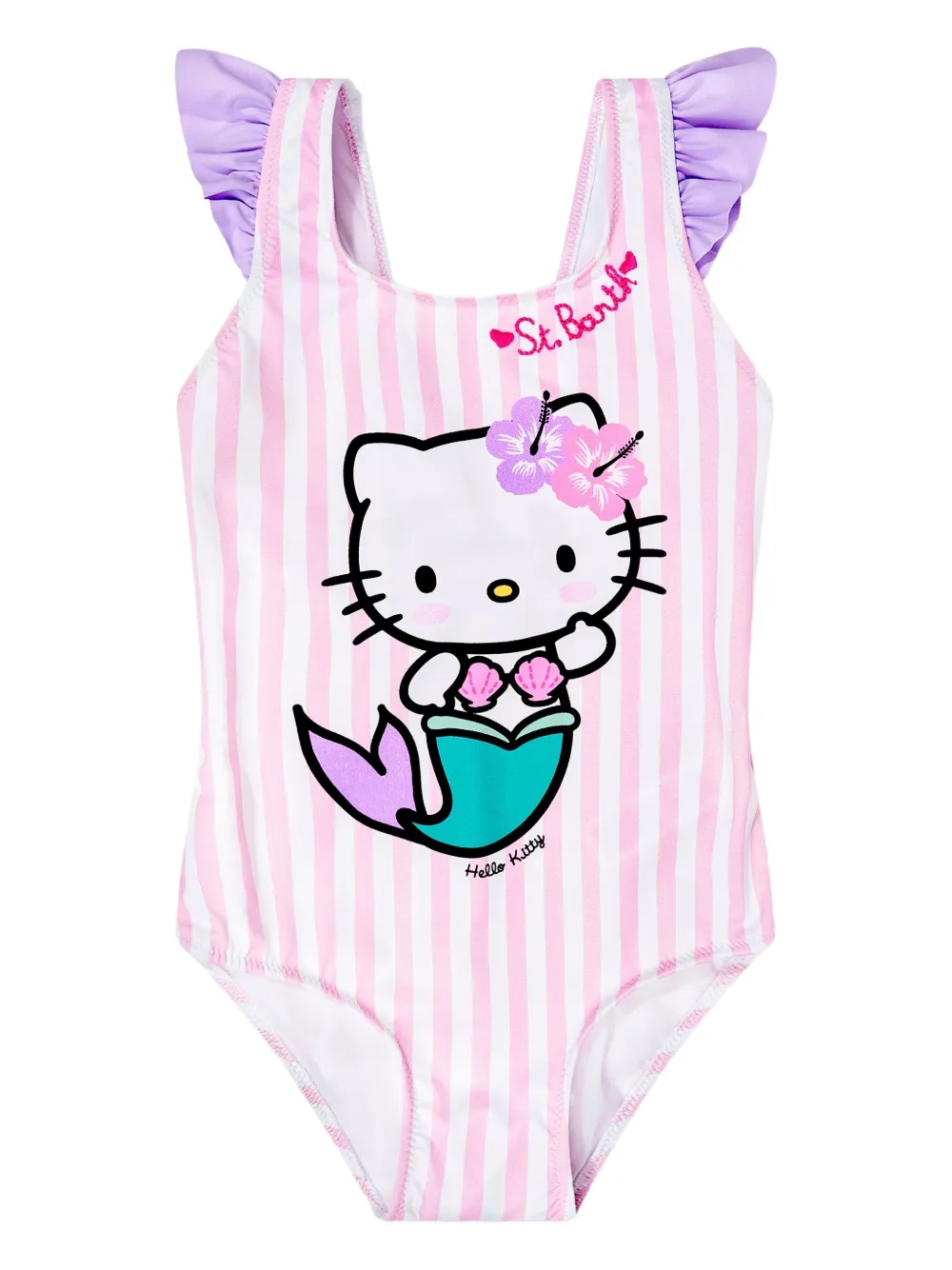 MC2 Saint Barth Kids striped ruffled swimsuit Roze
