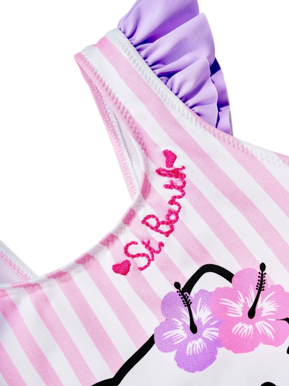 MC2 Saint Barth Kids striped ruffled swimsuit Roze
