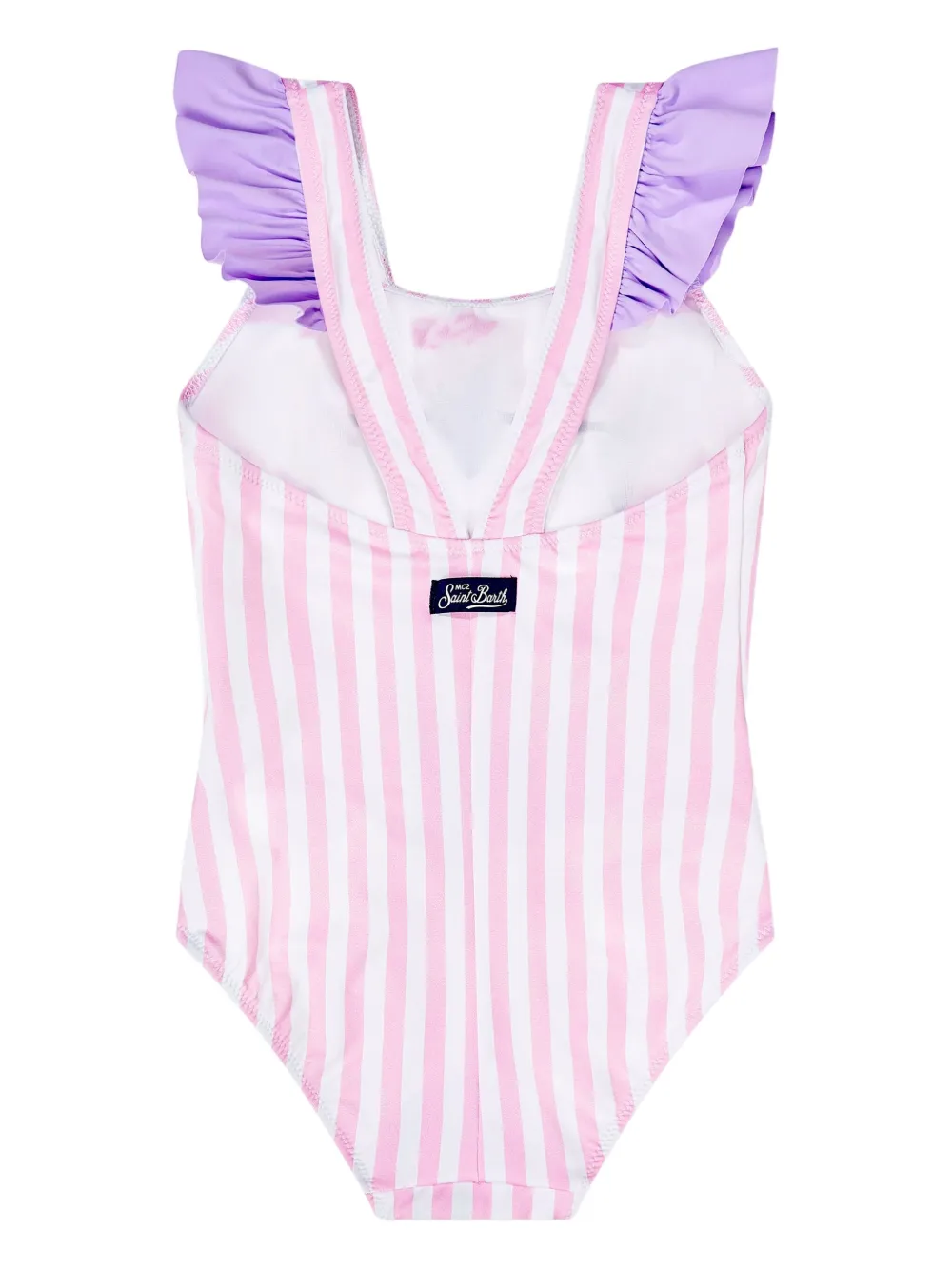 MC2 Saint Barth Kids striped ruffled swimsuit Roze