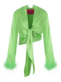 VERGUENZA feather-trimmed knotted blouse - Green