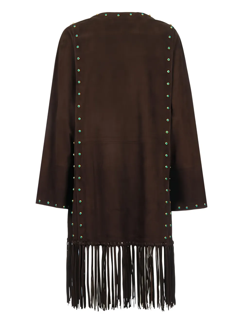 Valentino Garavani stone-embellished fringed coat Bruin