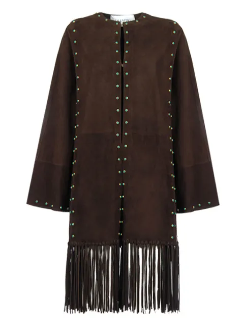 Valentino Garavani stone-embellished fringed coat
