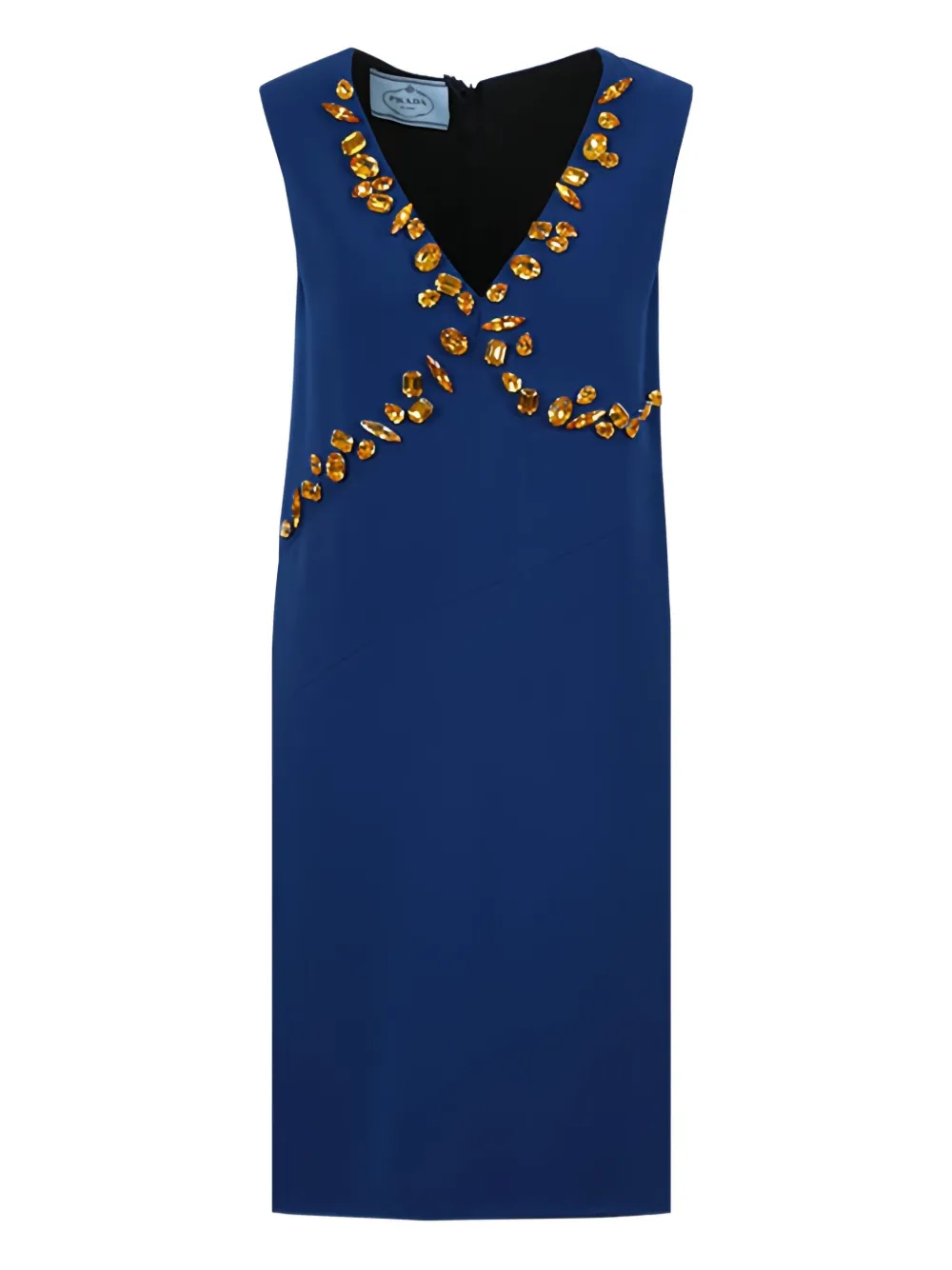 Prada crystal-embellished V-neck dress Blauw