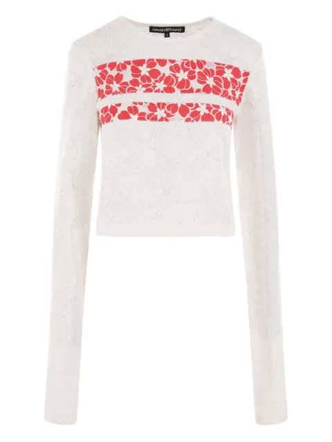 Reward If Found floral-panel knit top