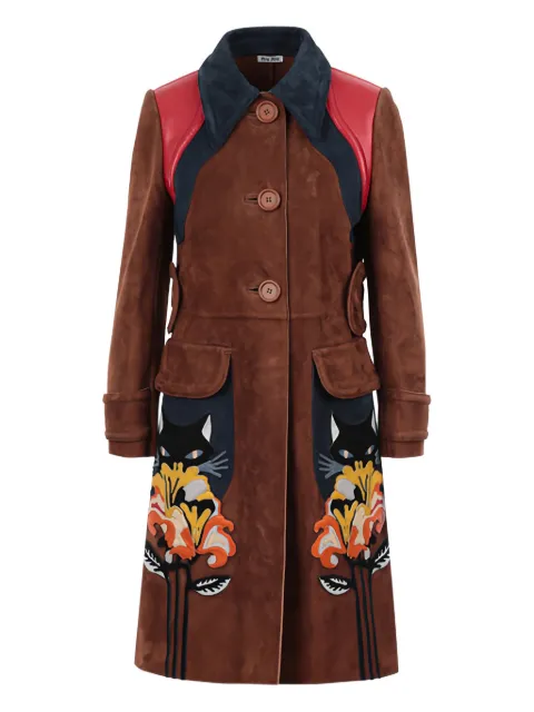 Miu Miu flower-cat patch coat