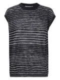 Nuur striped linen top - Black