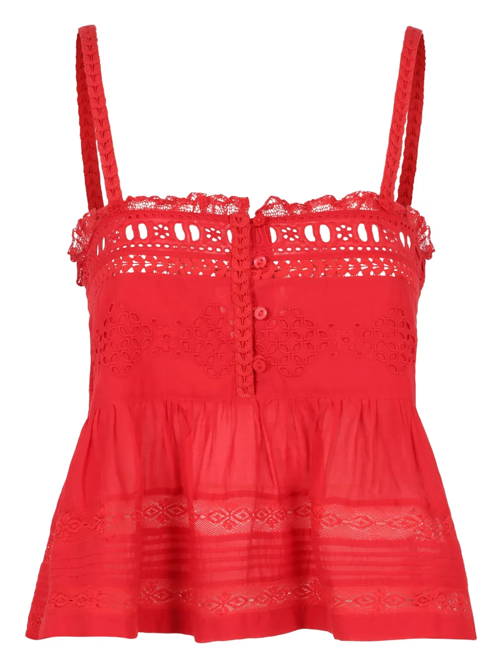MARANT ÉTOILE レースインサート トップ - レッド MARANT ÉTOILE レースインサート トップ - レッド