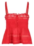 MARANT ÉTOILE lace-insert cotton top - Red