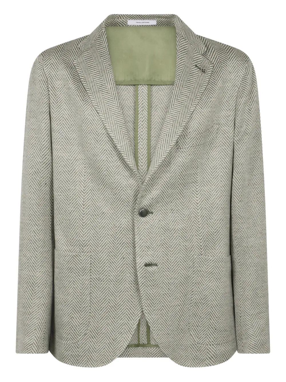Tagliatore herringbone-pattern single-breasted blazer Groen