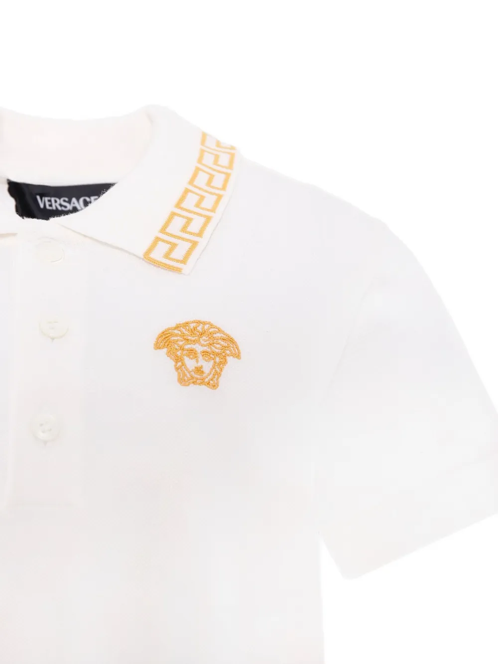 Versace Kids embroidered logo polo shirt Wit