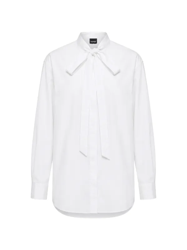 ASPESI Cotton Bow-detail Shirt in White