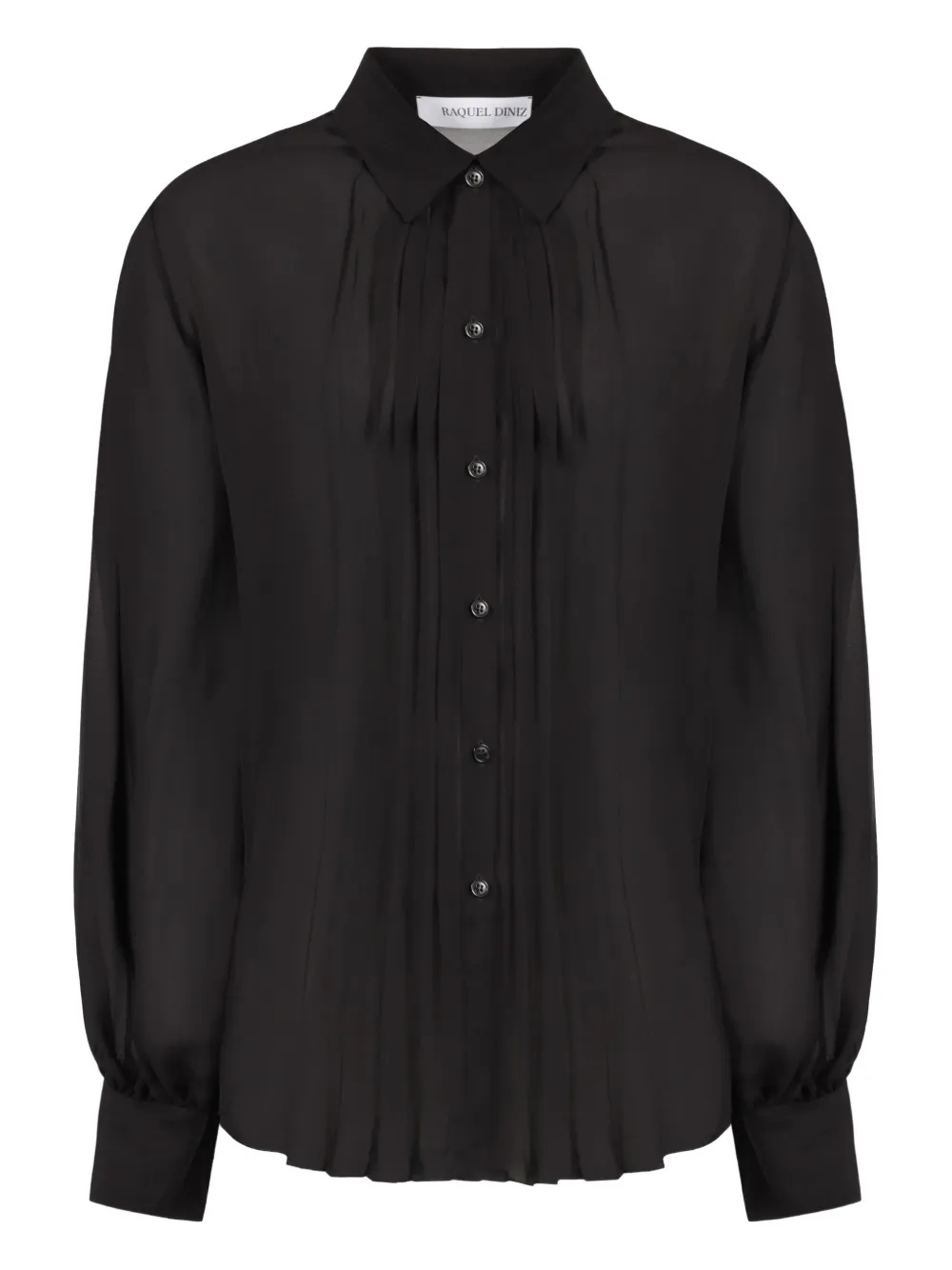 pleated-front silk shirt