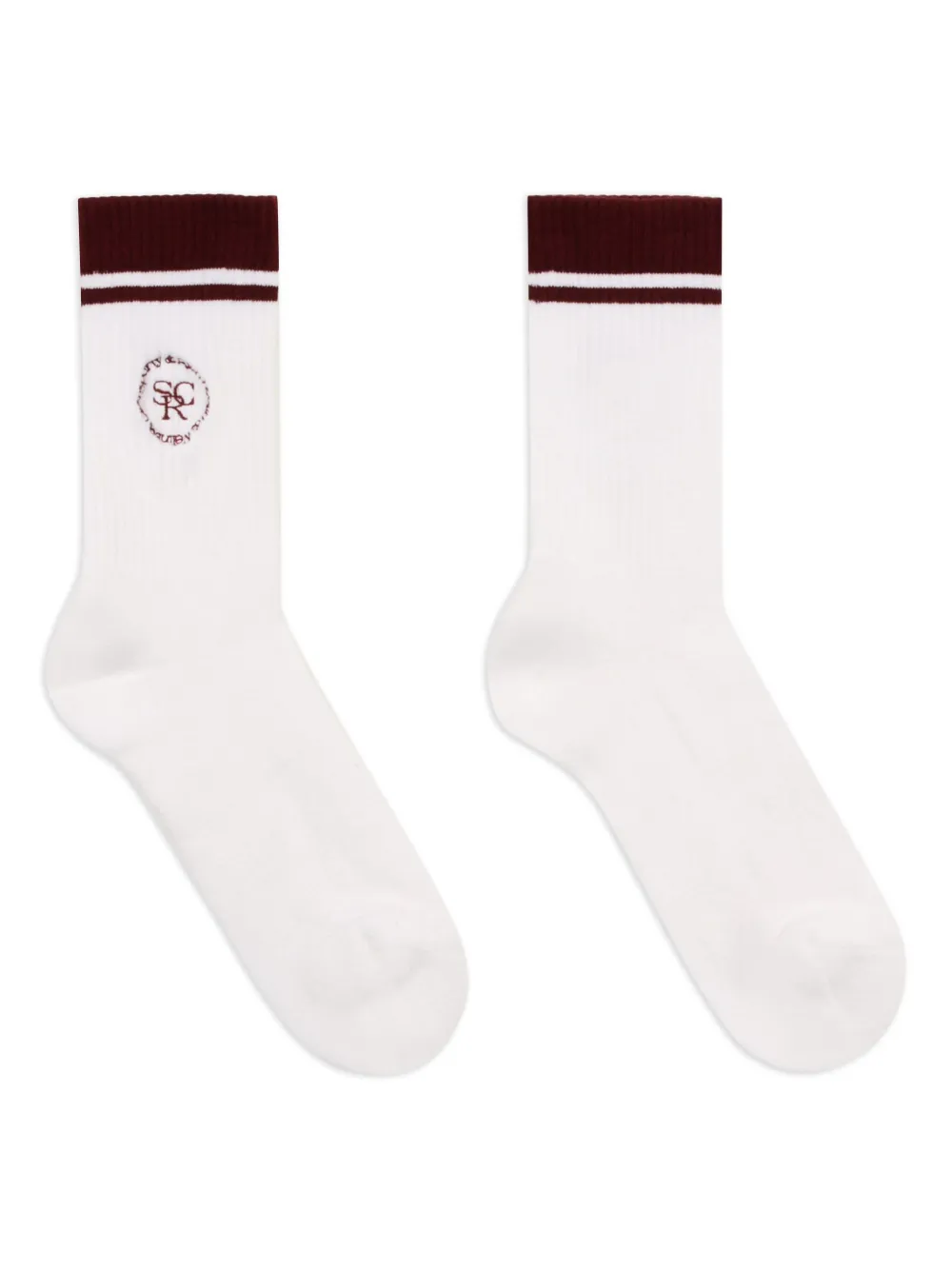 Sporty And Rich Logo Embroidered Stripe Socks In White