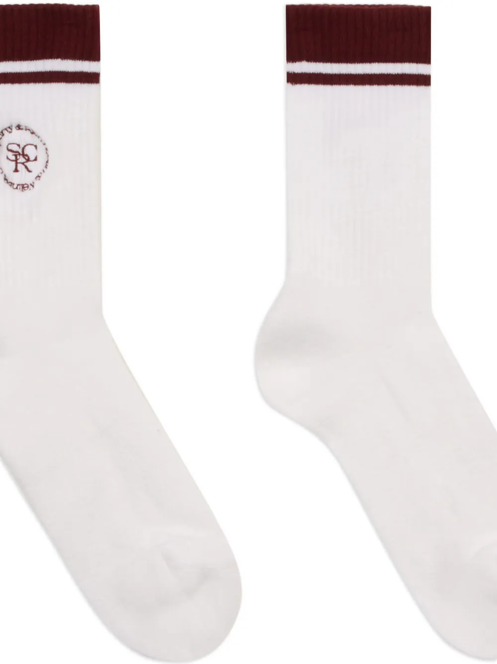 Sporty And Rich Logo Embroidered Stripe Socks In White