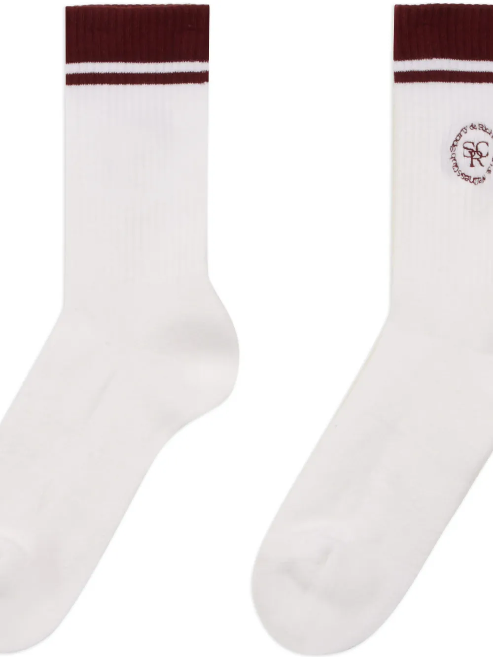 Sporty And Rich Logo Embroidered Stripe Socks In White