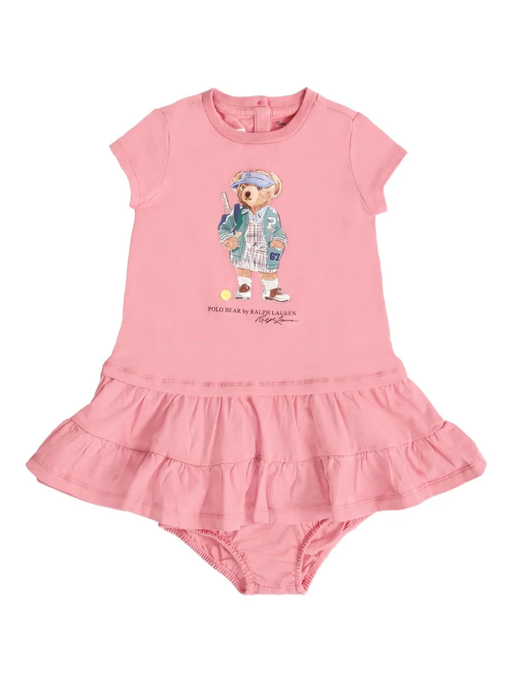 POLO RALPH LAUREN KIDS Jurk met teddybeerprint Roze