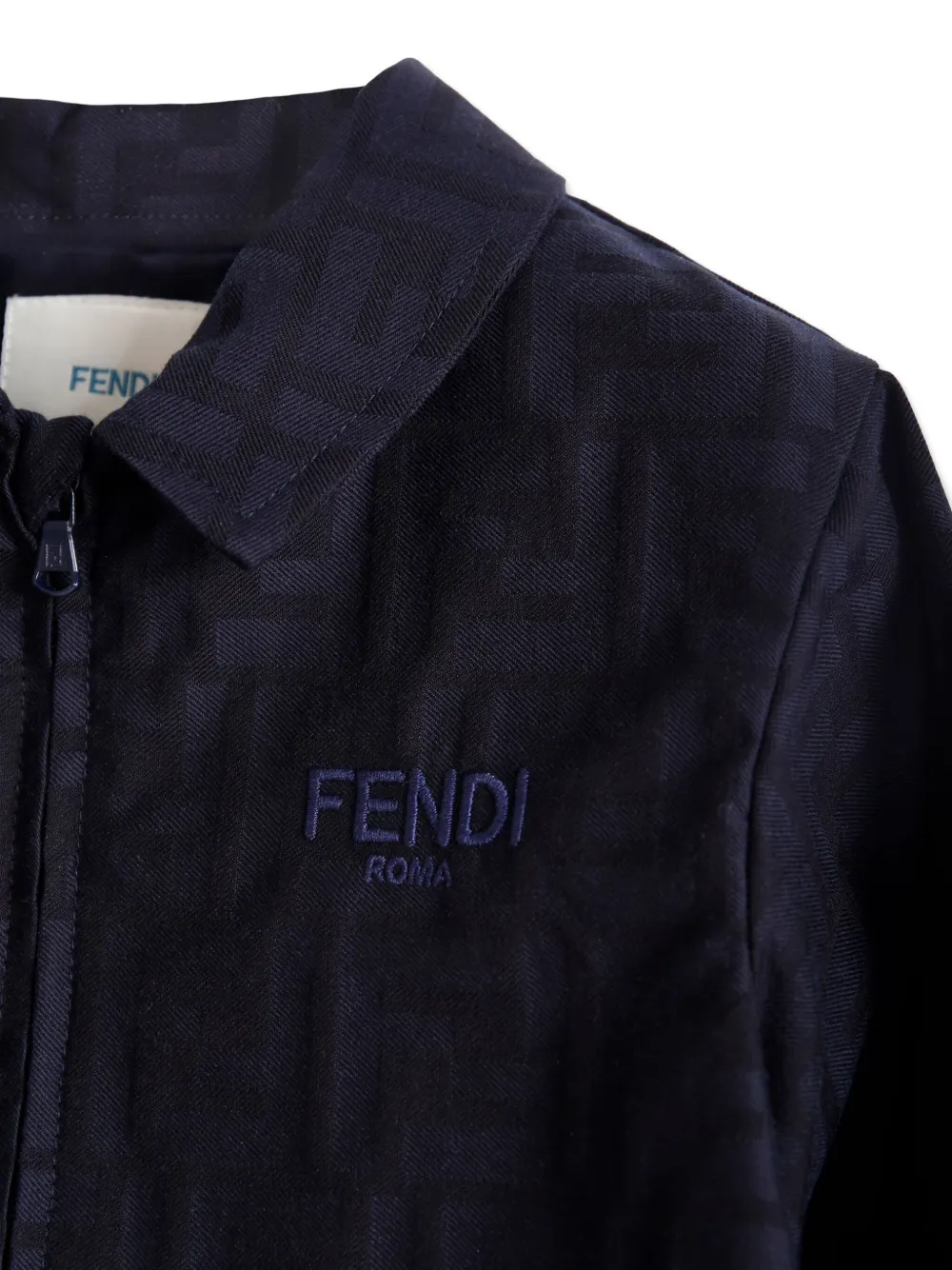 Fendi Kids Shirtjack met FF-jacquard Blauw