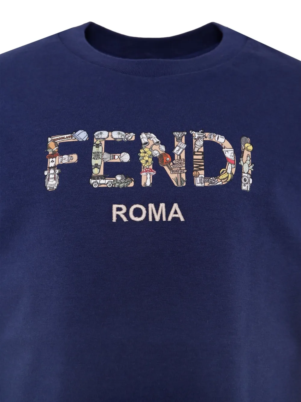 Fendi Kids T-shirt met logoprint Blauw