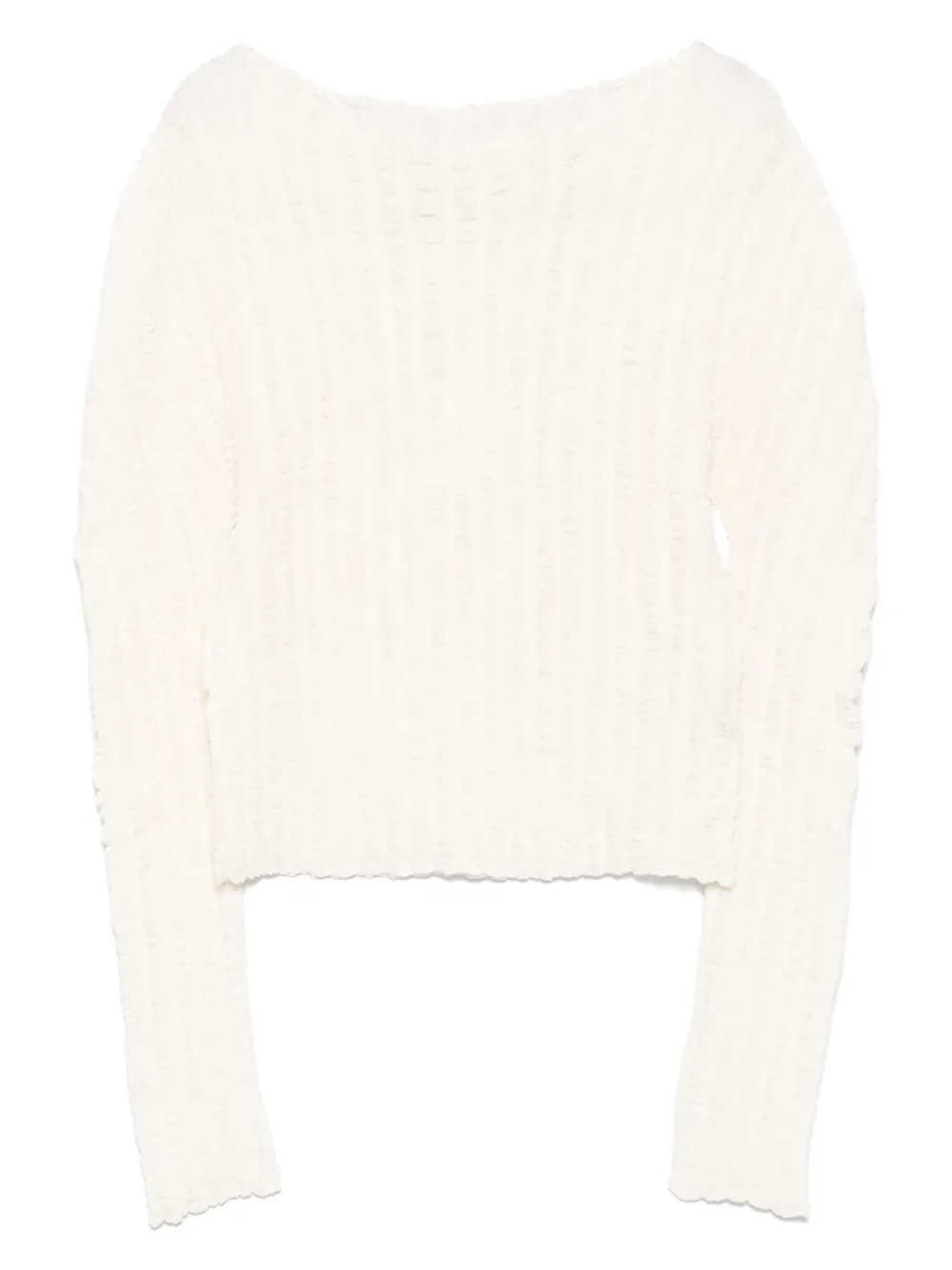 Issey Miyake ribbed long-sleeve top Beige