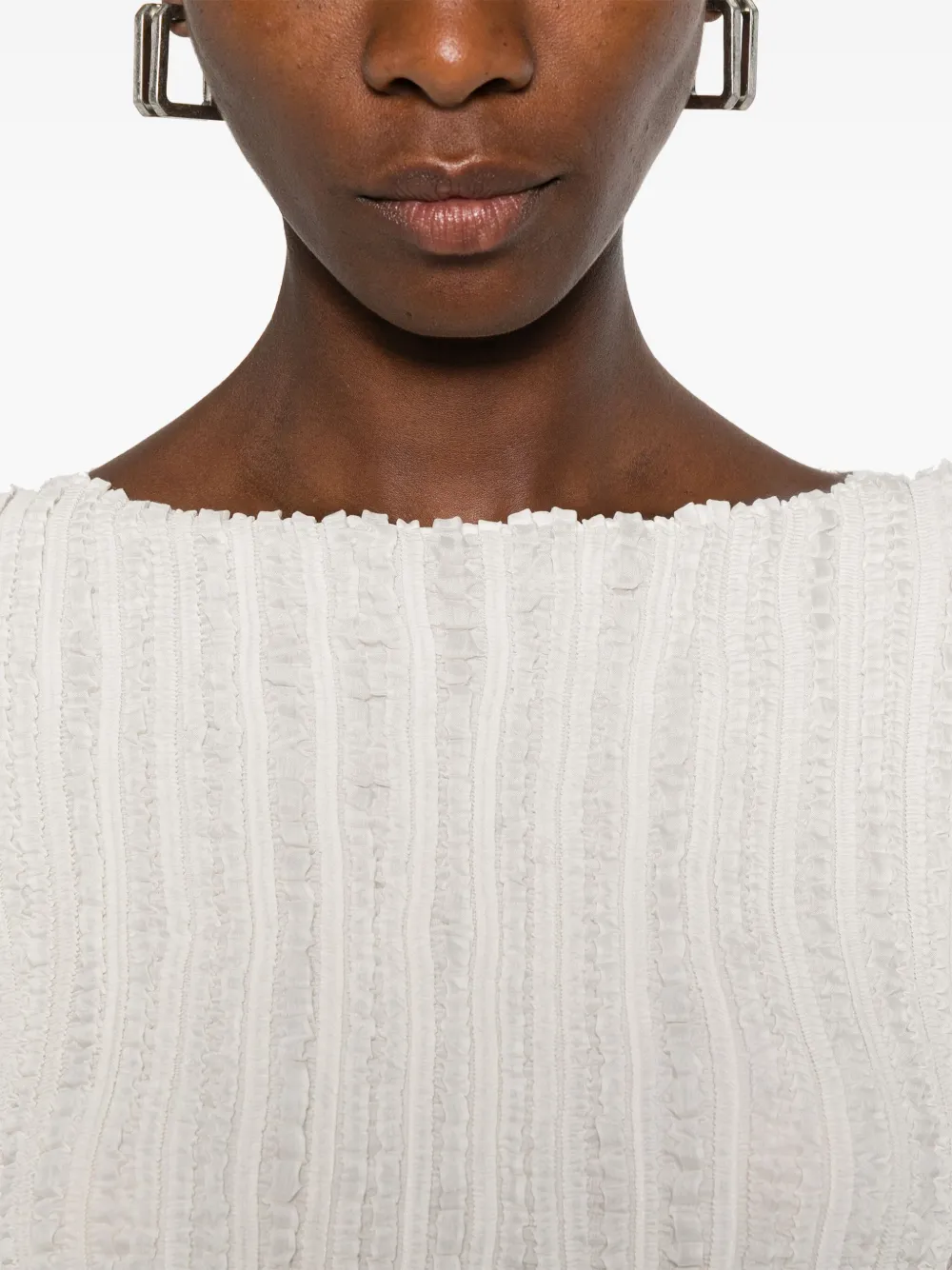 Issey Miyake ribbed long-sleeve top Beige