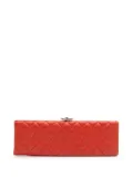 CHANEL Pre-Owned 2014-2015 Quilted Lambskin Crystal Camellia Long clutch bag - Orange