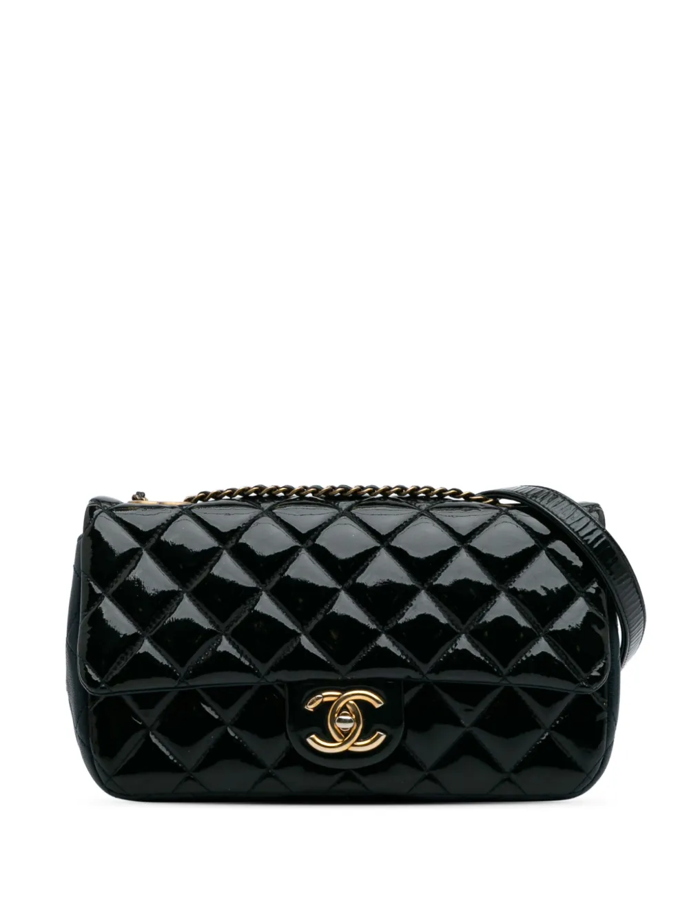 CHANEL Pre-Owned Borsa a tracolla Paris-Salzburg CC media in pelle di capra lucida con occhielli e battente 2015-2016 | blu | Image 1