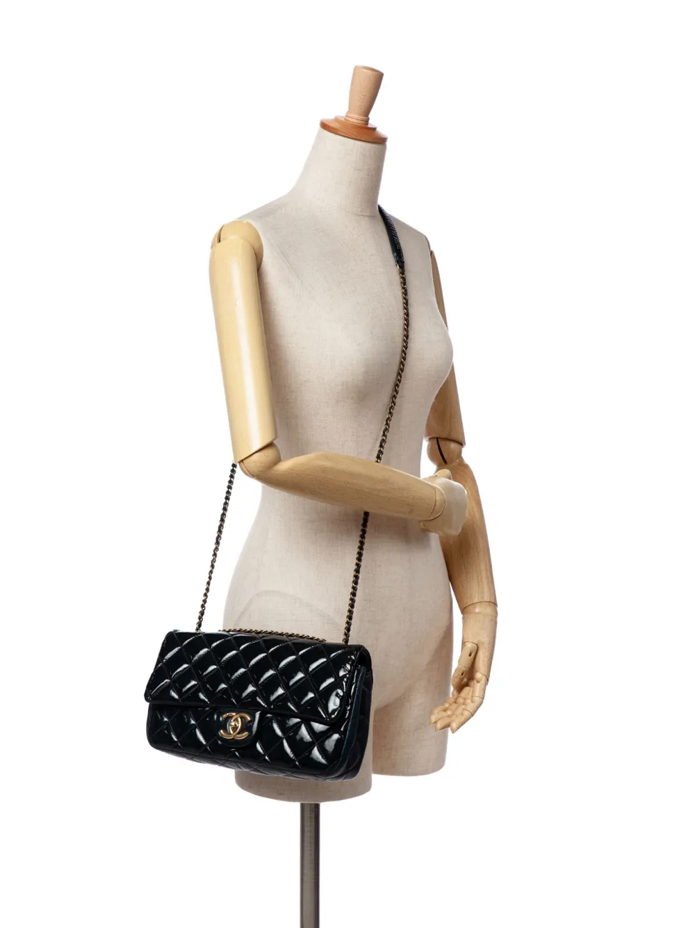 CHANEL Pre-Owned Borsa a tracolla Paris-Salzburg CC media in pelle di capra lucida con occhielli e battente 2015-2016 | Pre-owned | Image 2