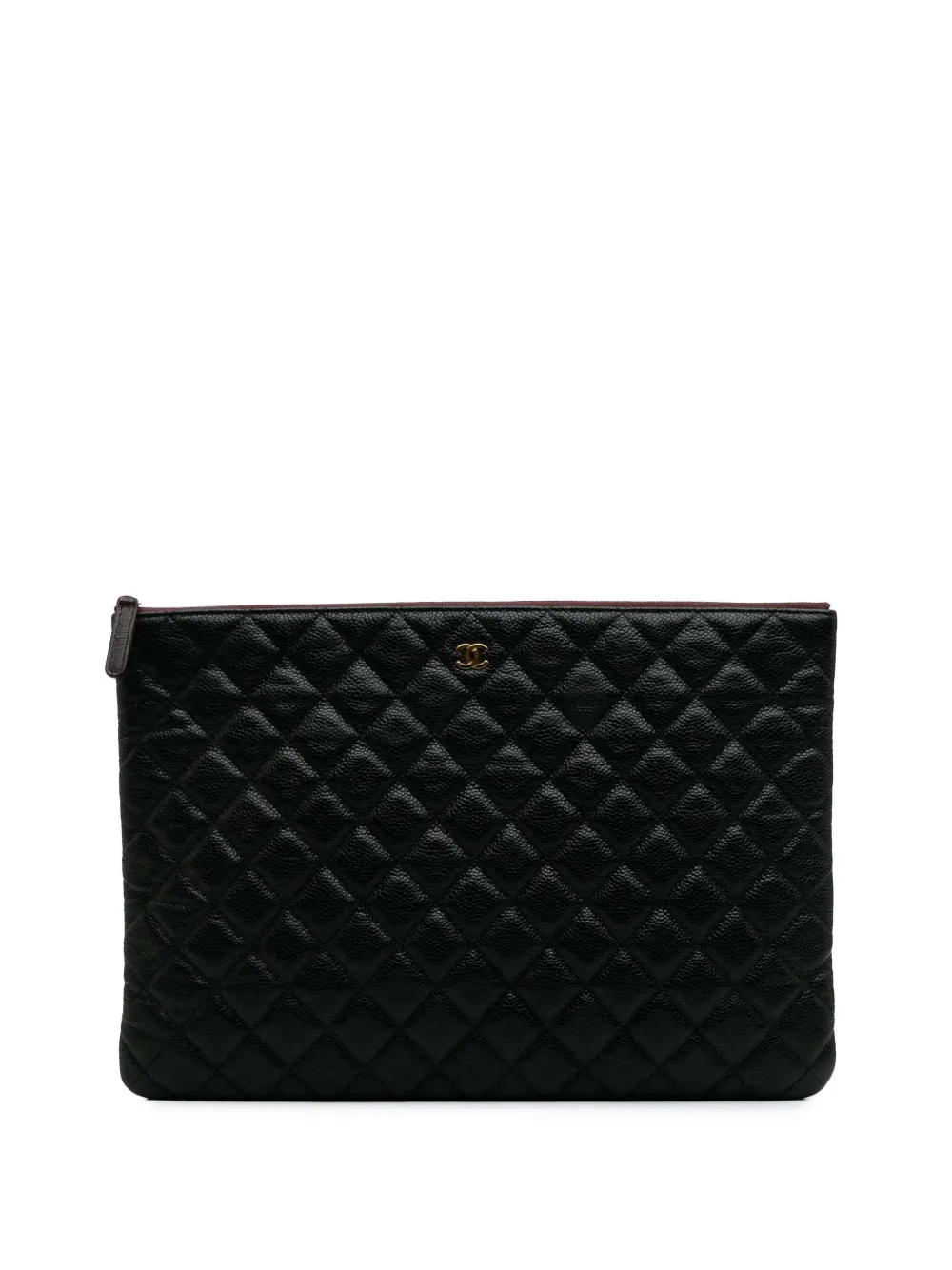 CHANEL Pre-Owned 2013-2014 Large Quilted Caviar O Case clutch bag | Black | Image 1