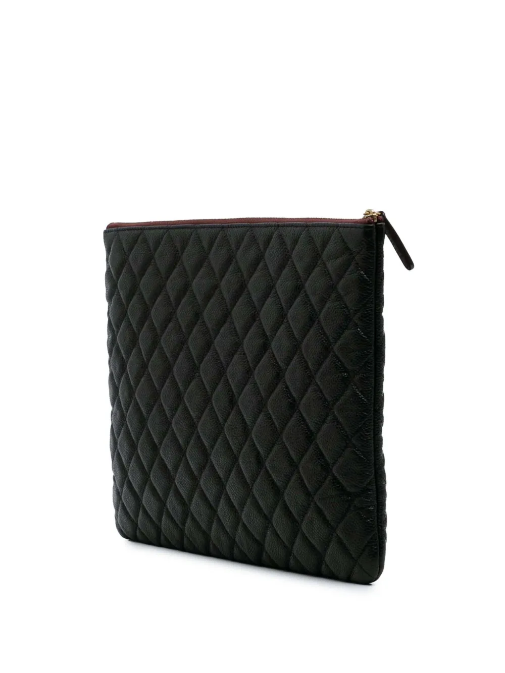 Pre-owned Chanel 2013-2014 Large Quilted Caviar O Case Clutch Bag In Black