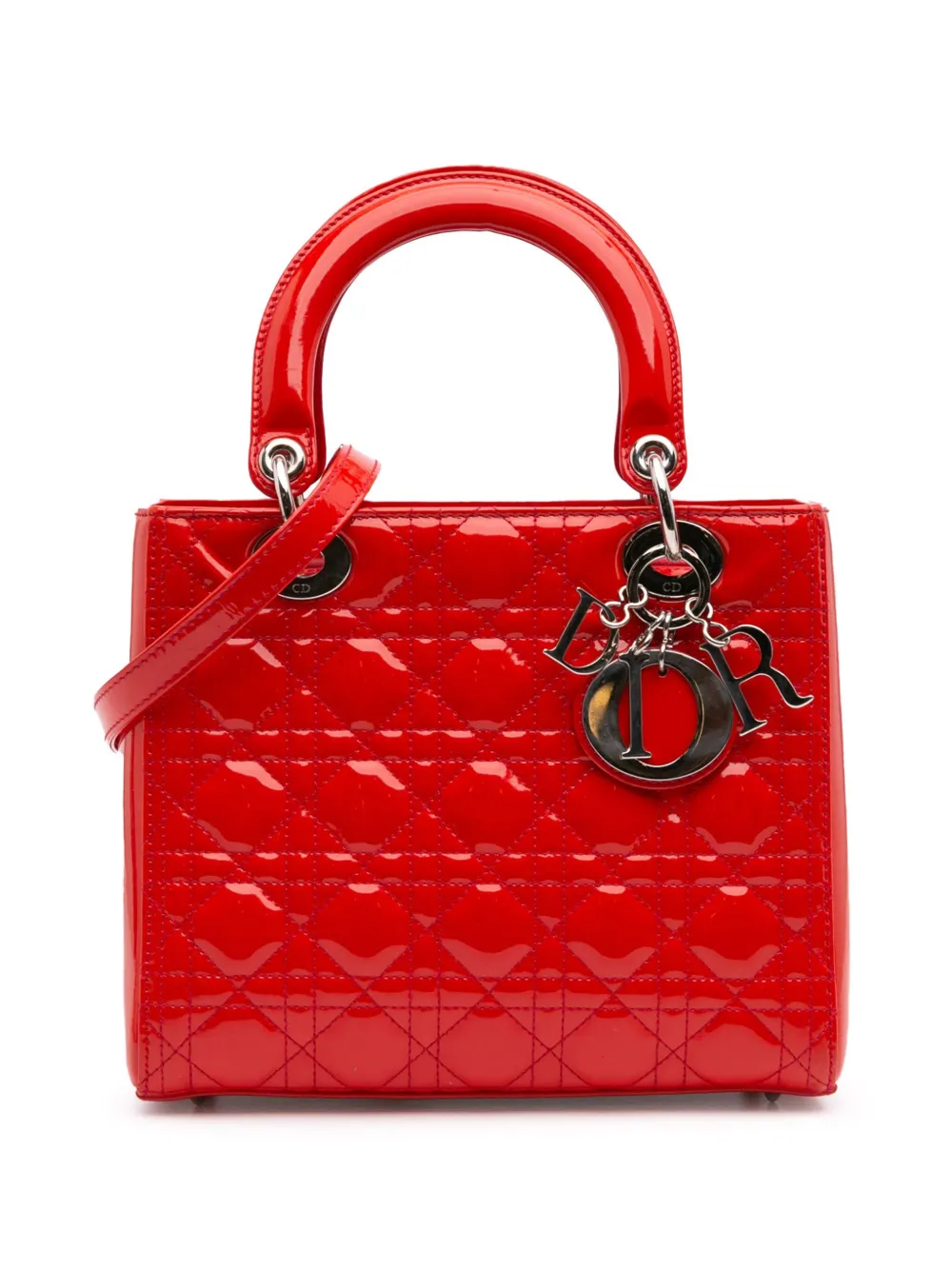 Christian Dior Pre-Owned 2012 ミディアム パテント カナージュ レディ ディオール サッチェルバッグ - Christian Dior Pre-Owned 2012 ミディアム パテント カナージュ レディ ディオール サッチェルバッグ -