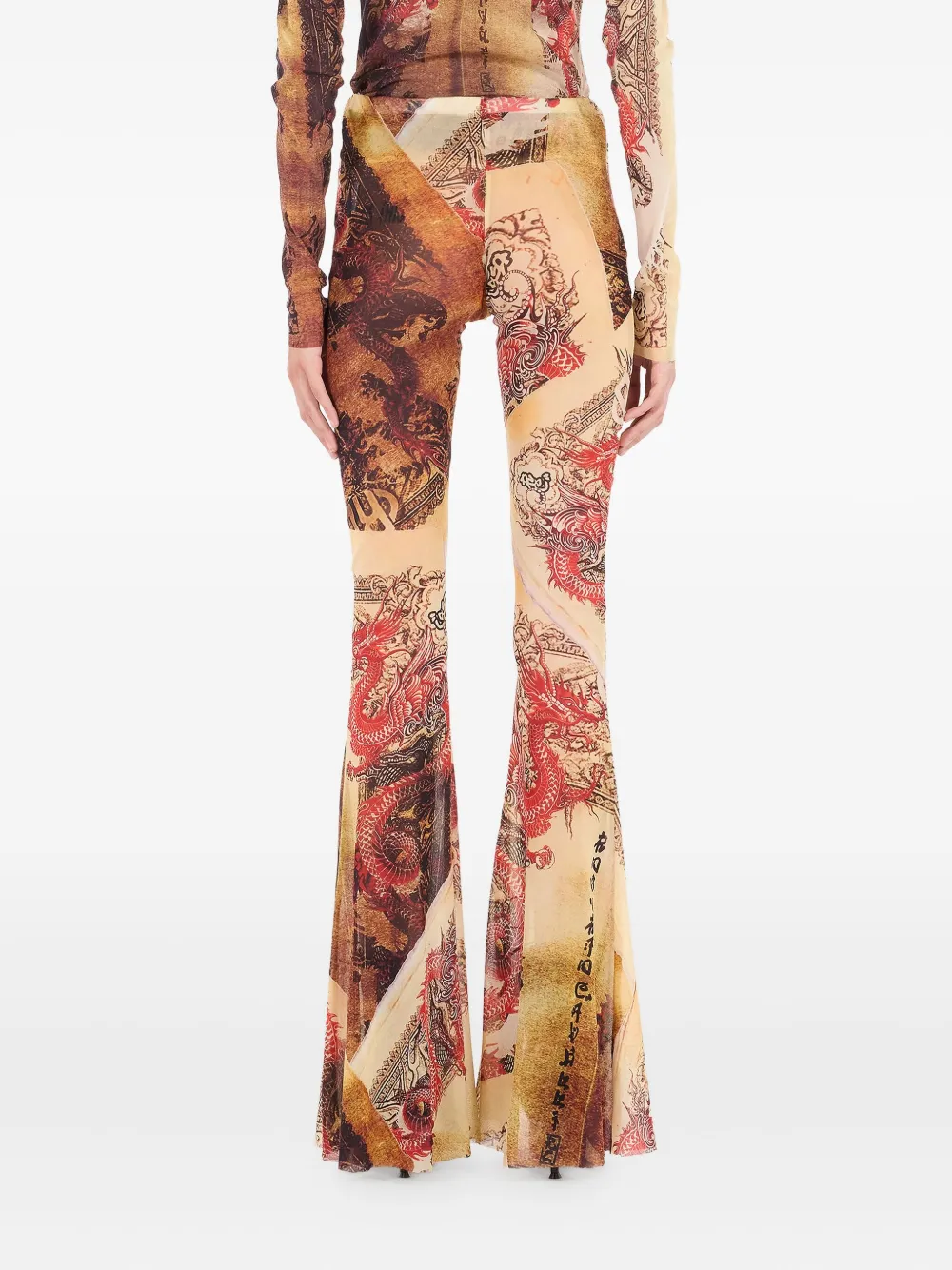 Roberto Cavalli Flared broek met print Beige