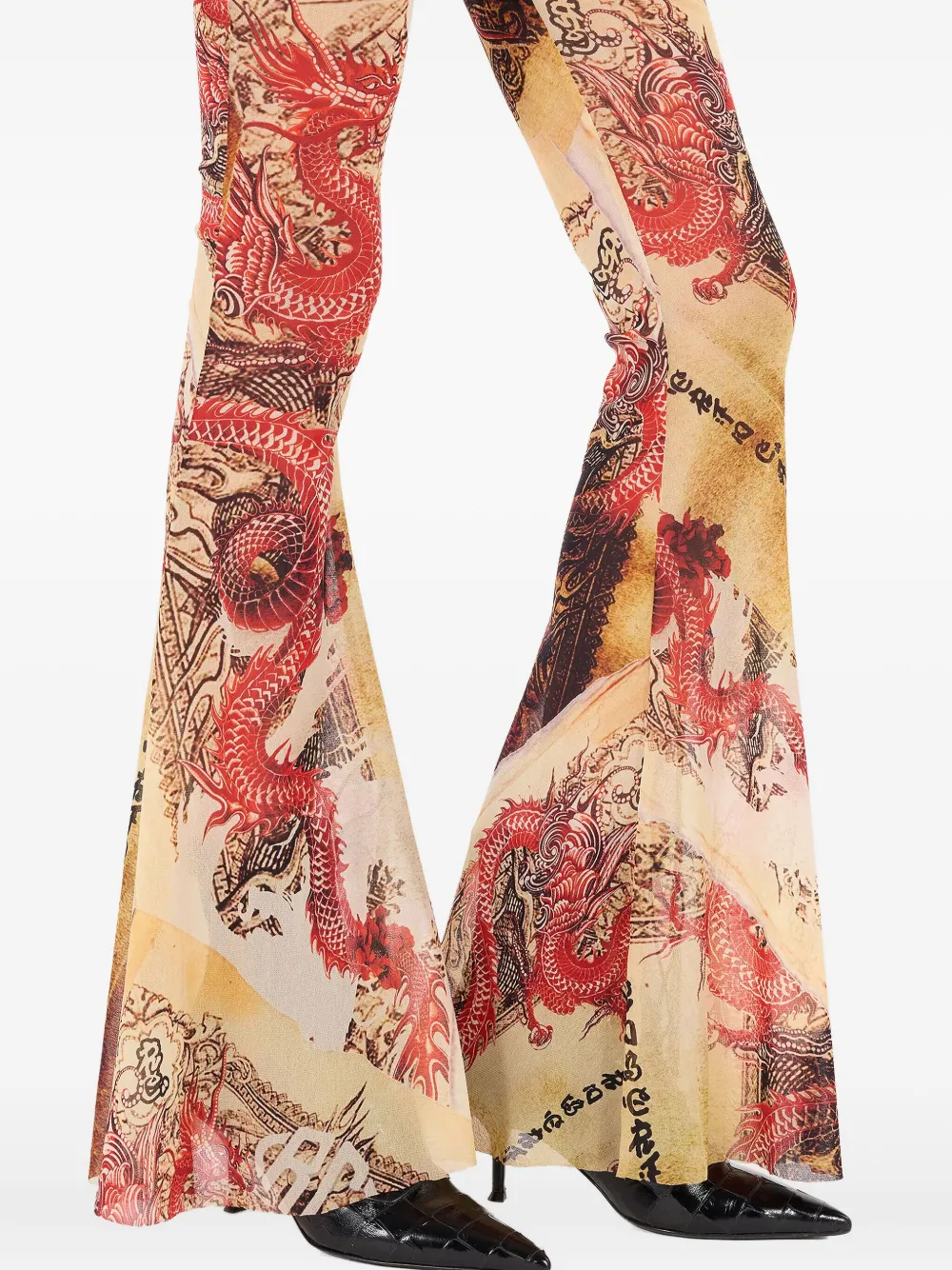 Roberto Cavalli Flared broek met print Beige