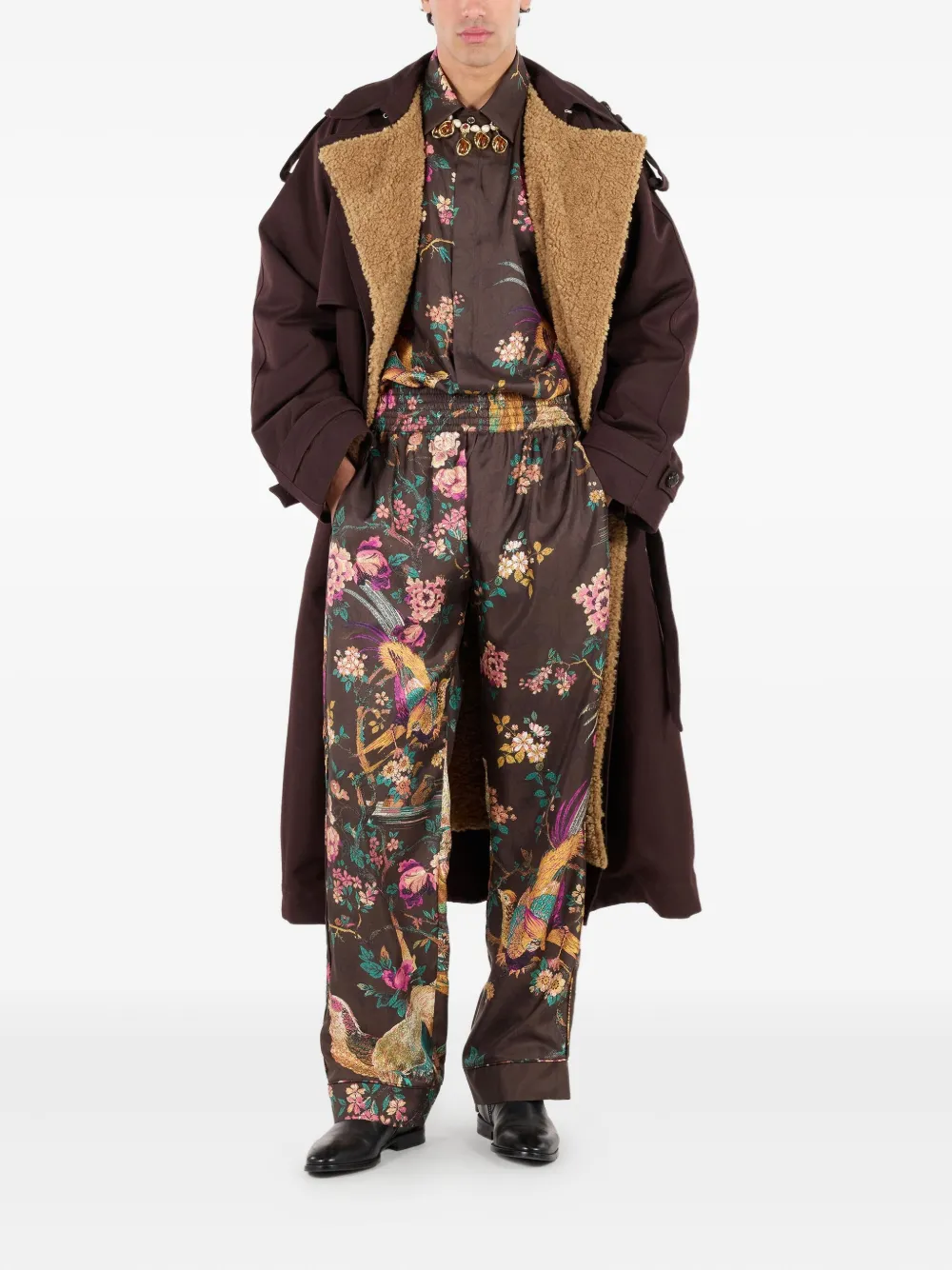 Roberto Cavalli Overhemd met bloemenprint - Bruin