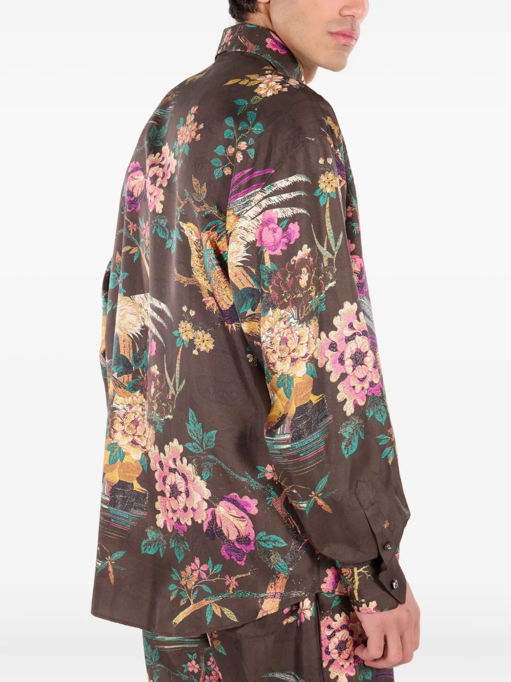 Roberto Cavalli Overhemd met bloemenprint Bruin