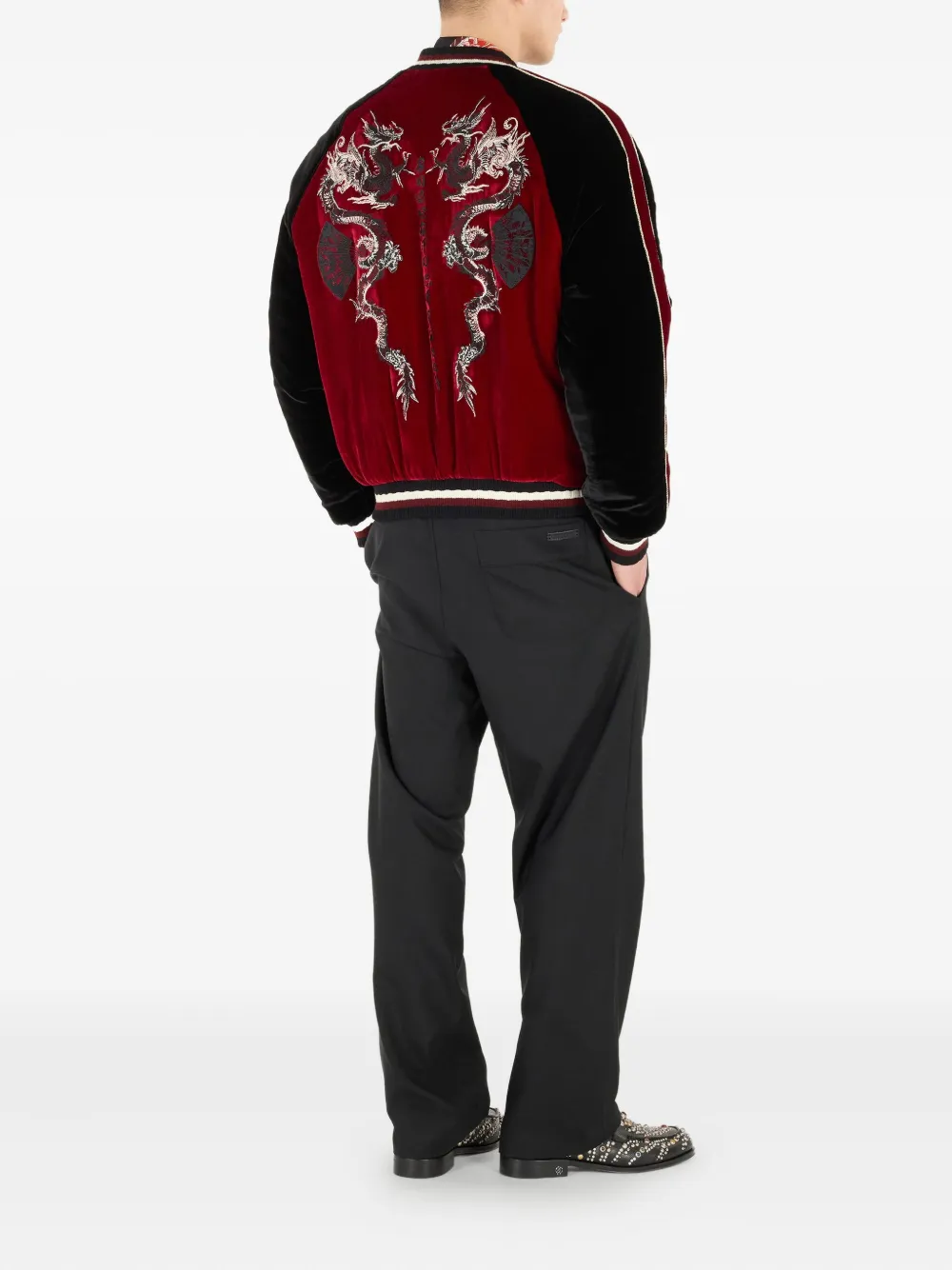 Roberto Cavalli Bomberjack met geborduurde draak Rood