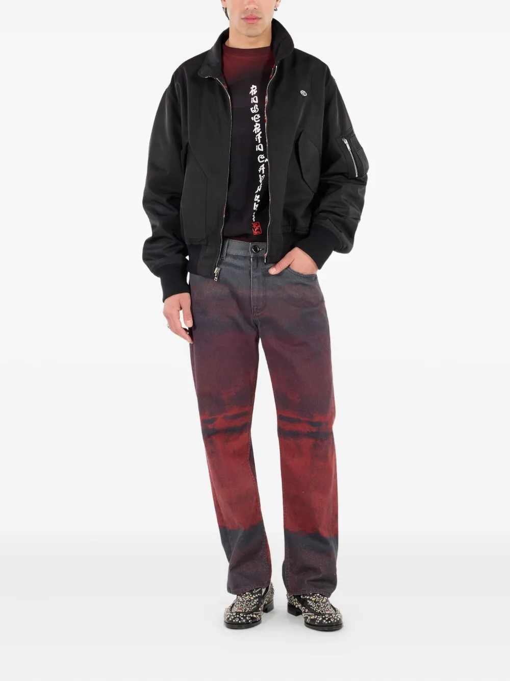 Roberto Cavalli Jeans met geverfd effect - Rood