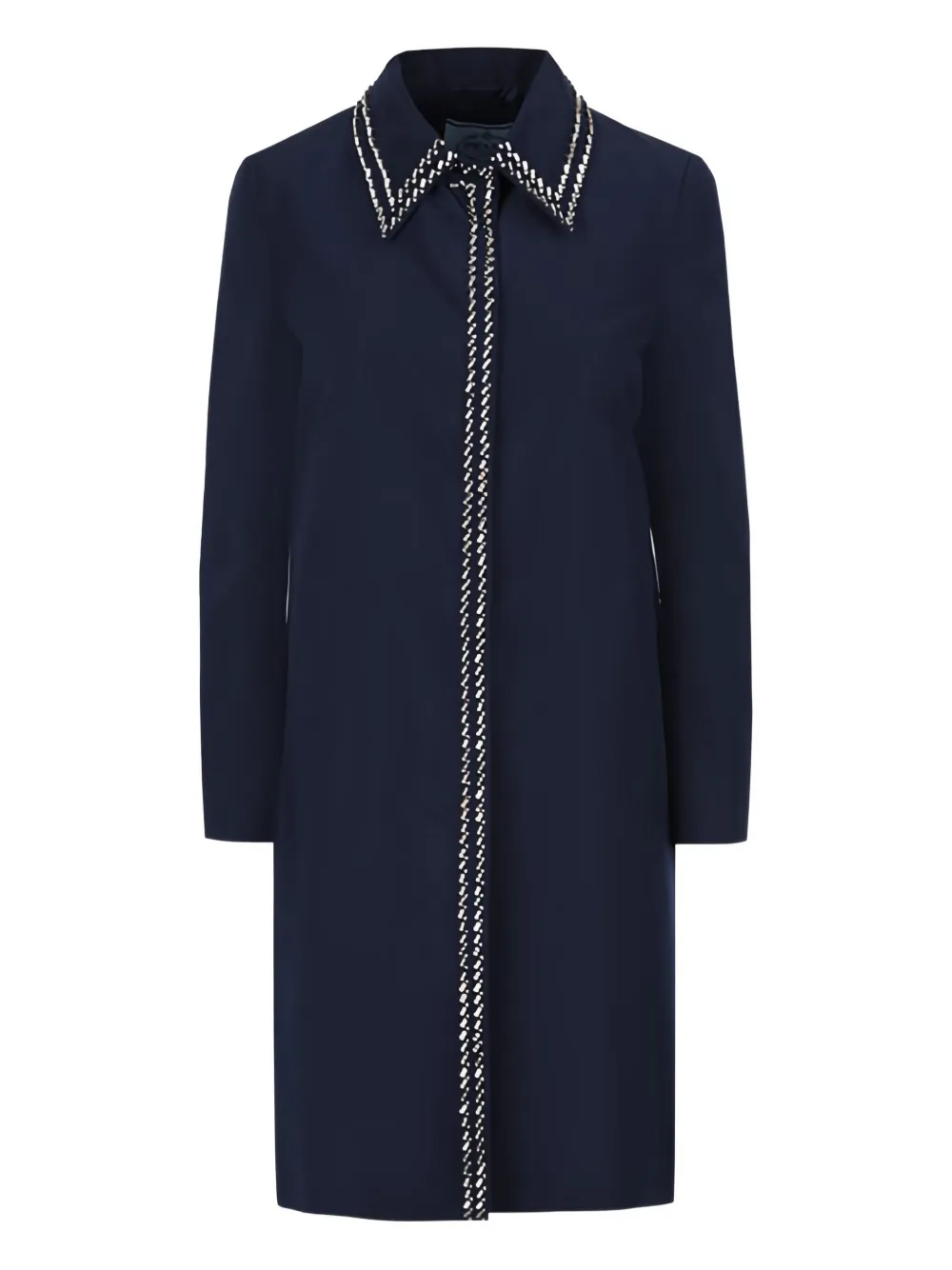 Prada crystal-embellished single-breasted coat Blauw