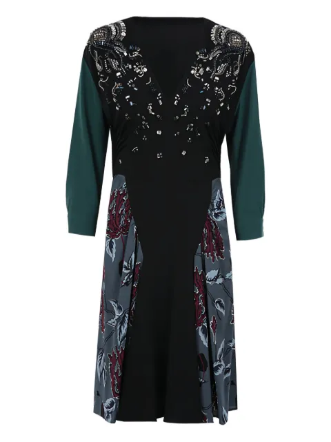 Prada crystal-embellished floral-print dress