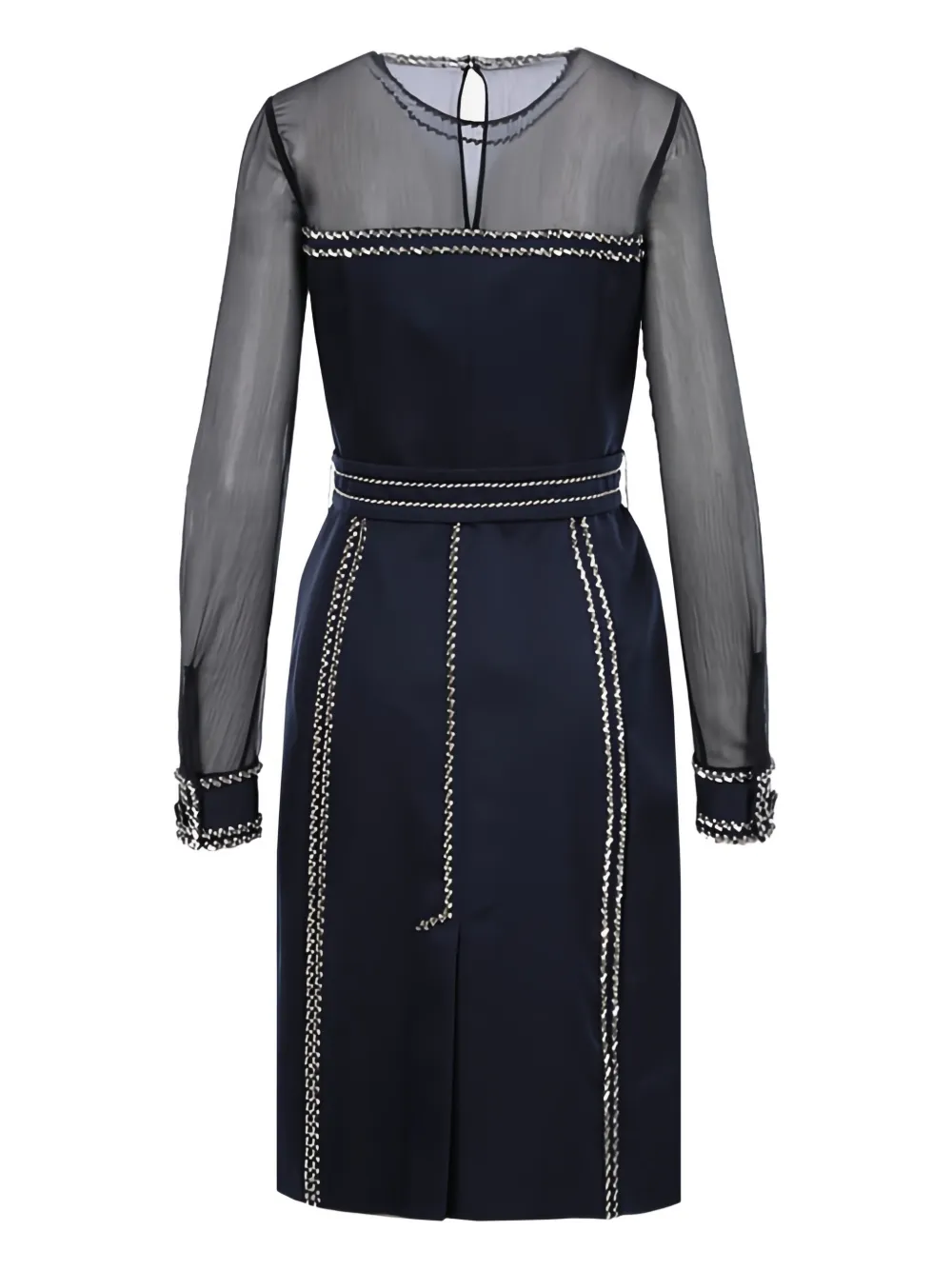 Prada crystal-embellished chiffon minidress Blauw