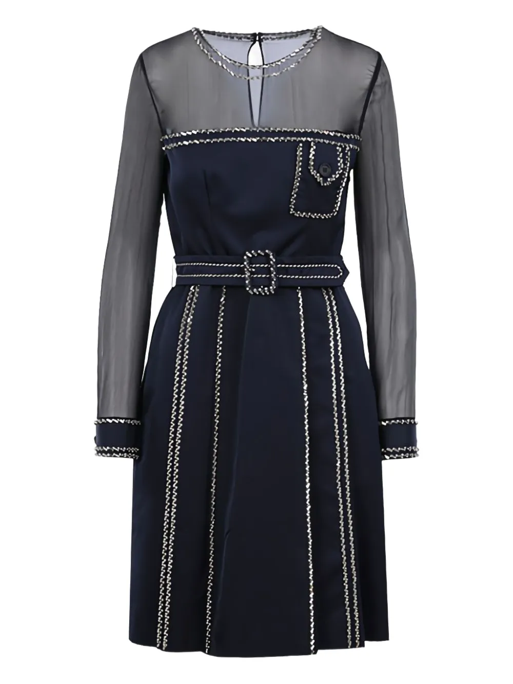 Prada Chiffon mini-jurk verfraaid met kristallen Blauw