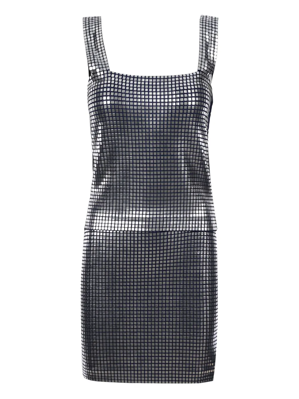 Rabanne square-neck metal-studded mini dress Blauw