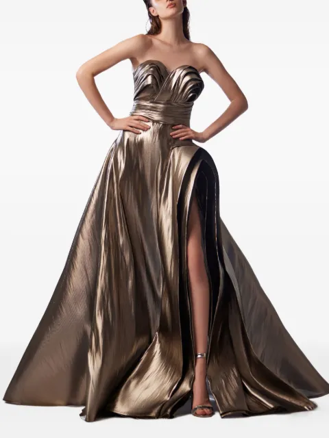 Gaby Charbachy  strapless draped gown